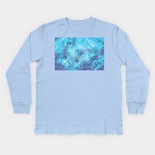 blue clouds pattern magic sky in turquoise aqua colors cute gift for glitter cases and masks Kids Long Sleeve T-Shirt